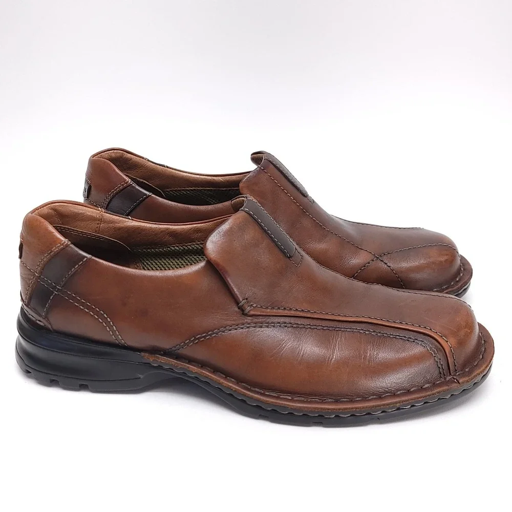 CLARKS Escalade‎ Loafers Mens 9 M Brown Leather Casual Comfort Shoes